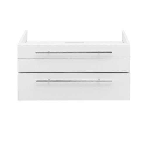 Lucera 30" White Wall Hung Vessel Sink Modern Bathroom Cabinet