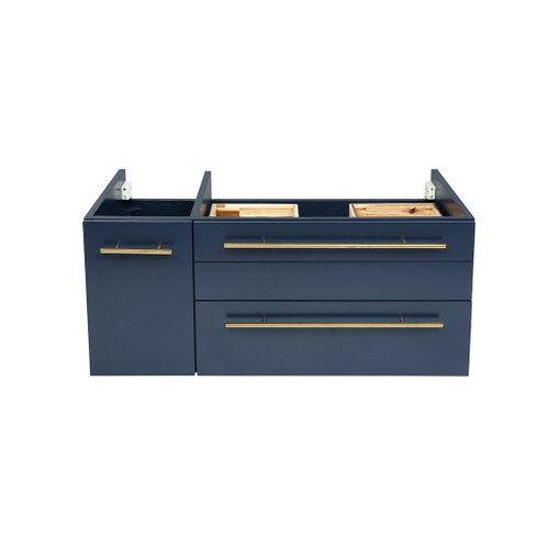 Lucera 36" Royal Blue Wall Hung Vessel Sink Modern Bathroom Cabinet - Right Version