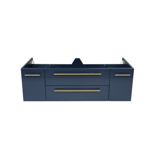 Lucera 48" Royal Blue Wall Hung Double Undermount Sink Modern Bathroom Cabinet