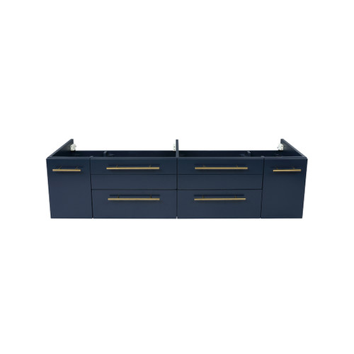Lucera 60" Royal Blue Wall Hung Double Undermount Sink Modern Bathroom Cabinet