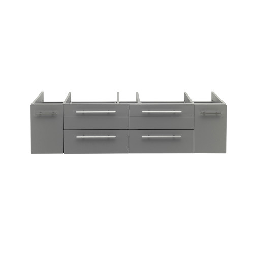 Lucera 60" Gray Wall Hung Single Vessel Sink Modern Bathroom Cabinet