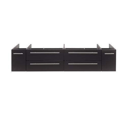 Lucera 72" Espresso Wall Hung Double Vessel Sink Modern Bathroom Cabinet