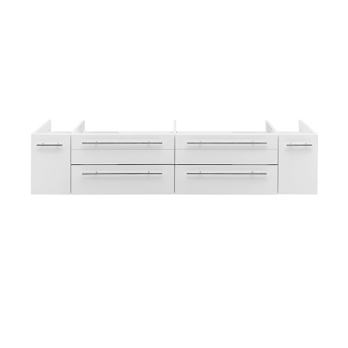Lucera 72" White Wall Hung Double Vessel Sink Modern Bathroom Cabinet
