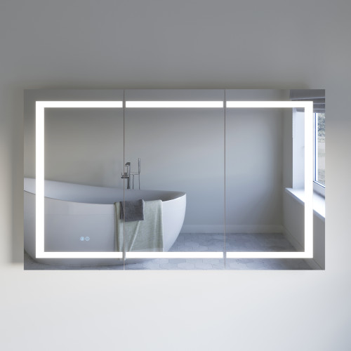 Spazio 59" Wide by 36" Tall Bathroom Medicine Cabinet with LED Lighting 