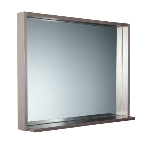 Allier 36" Mirror with Shelf in Gray Oak