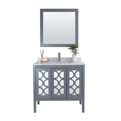 Mediterraneo 36" Grey Bathroom Vanity with White Carrara Marble Countertop