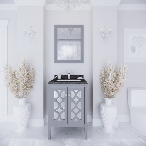 Mediterraneo 24" Grey Bathroom Vanity with Black Wood Marble Countertop