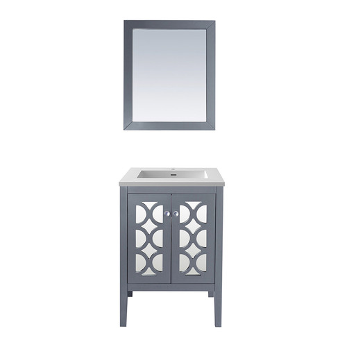 Mediterraneo 24" Grey Bathroom Vanity with Matte White VIVA Stone Solid Surface Countertop