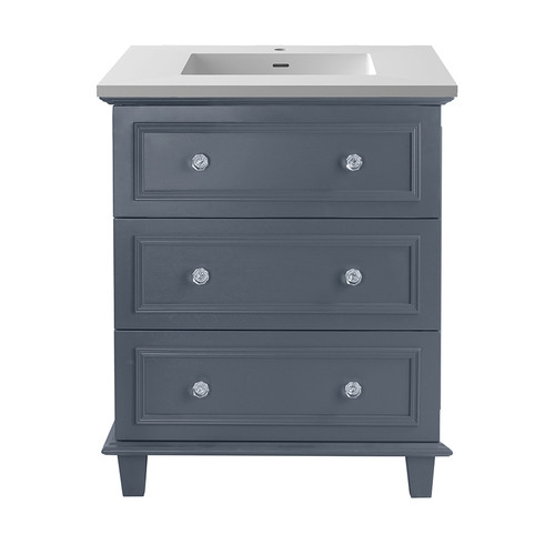 Luna 30" Maple Grey Bathroom Vanity with Matte White VIVA Stone Solid Surface Countertop