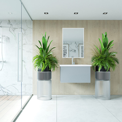 Vitri 30" Fossil Grey Bathroom Vanity with VIVA Stone Matte White Solid Surface Countertop