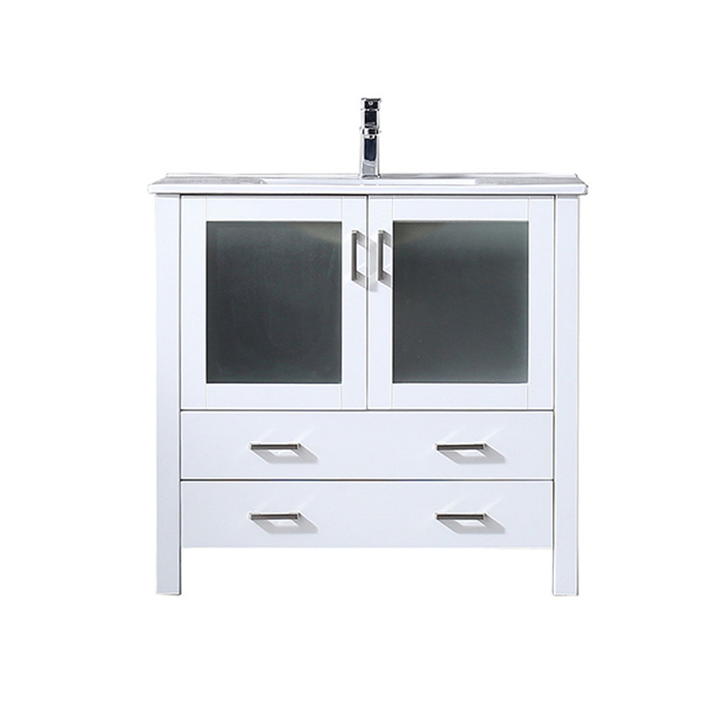 Volez 36" Single Vanity, Integrated Top, White Integrated Square Sink and no Mirror