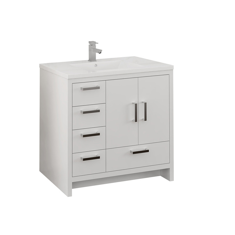Imperia 36" Free Standing Modern Bathroom Cabinet w/ Integrated Sink, FCB9436-L-I - Left Version