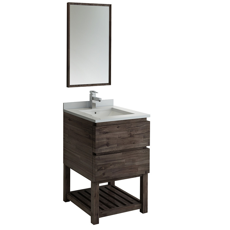 Formosa 24" Floor Standing Modern Bathroom Vanity w/ Open Bottom & Mirror
