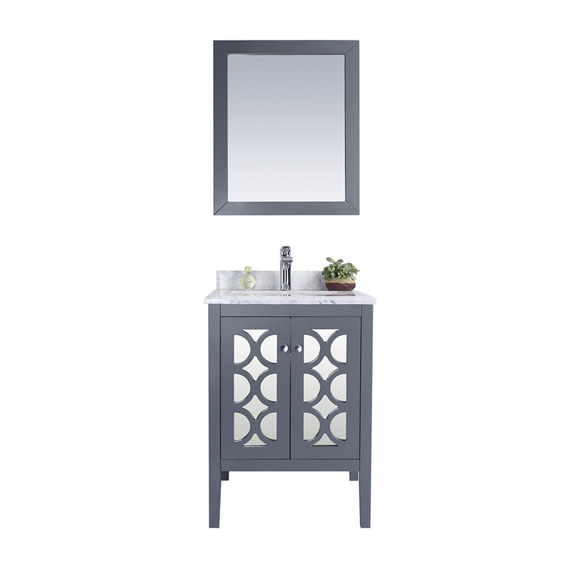 Mediterraneo 24" Grey Bathroom Vanity with White Carrara Marble Countertop