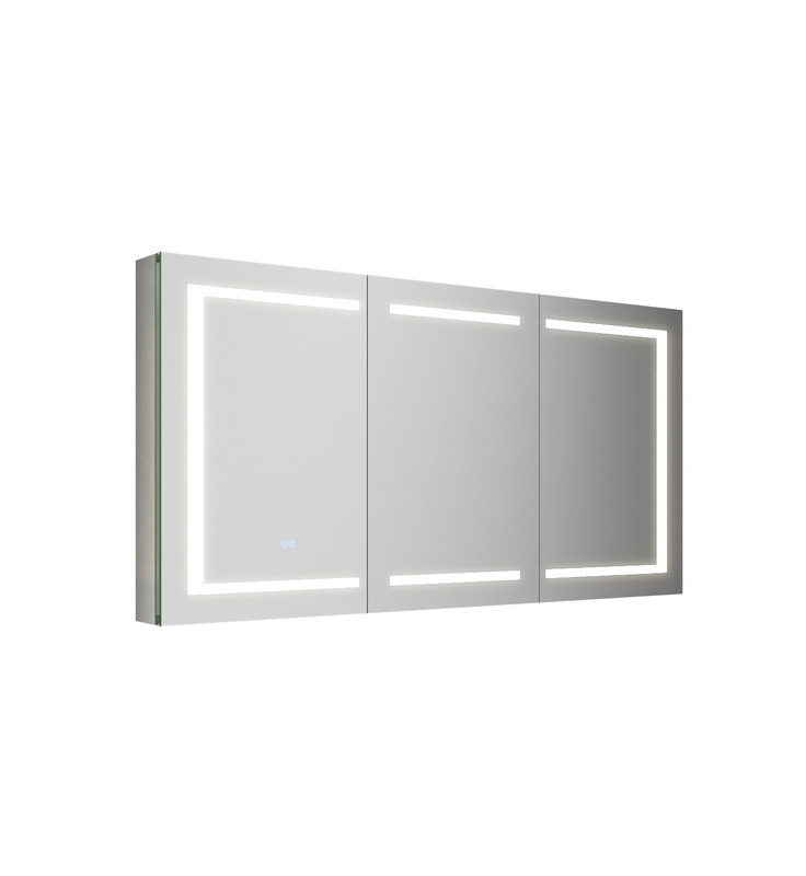 Spazio 60" Wide by 30" Tall Three-Door Medicine Cabinet with LED Lighting