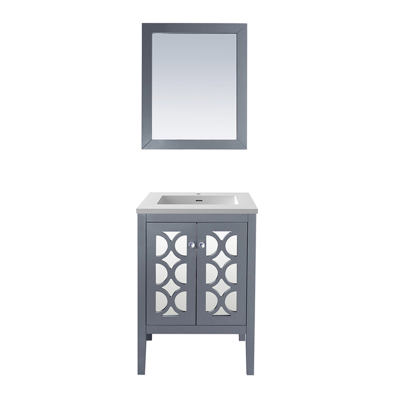 Mediterraneo 24" Grey Bathroom Vanity with Matte White VIVA Stone Solid Surface Countertop
