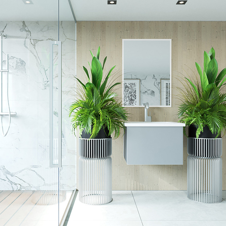 Vitri 24" Fossil Grey Bathroom Vanity with VIVA Stone Matte White Solid Surface Countertop