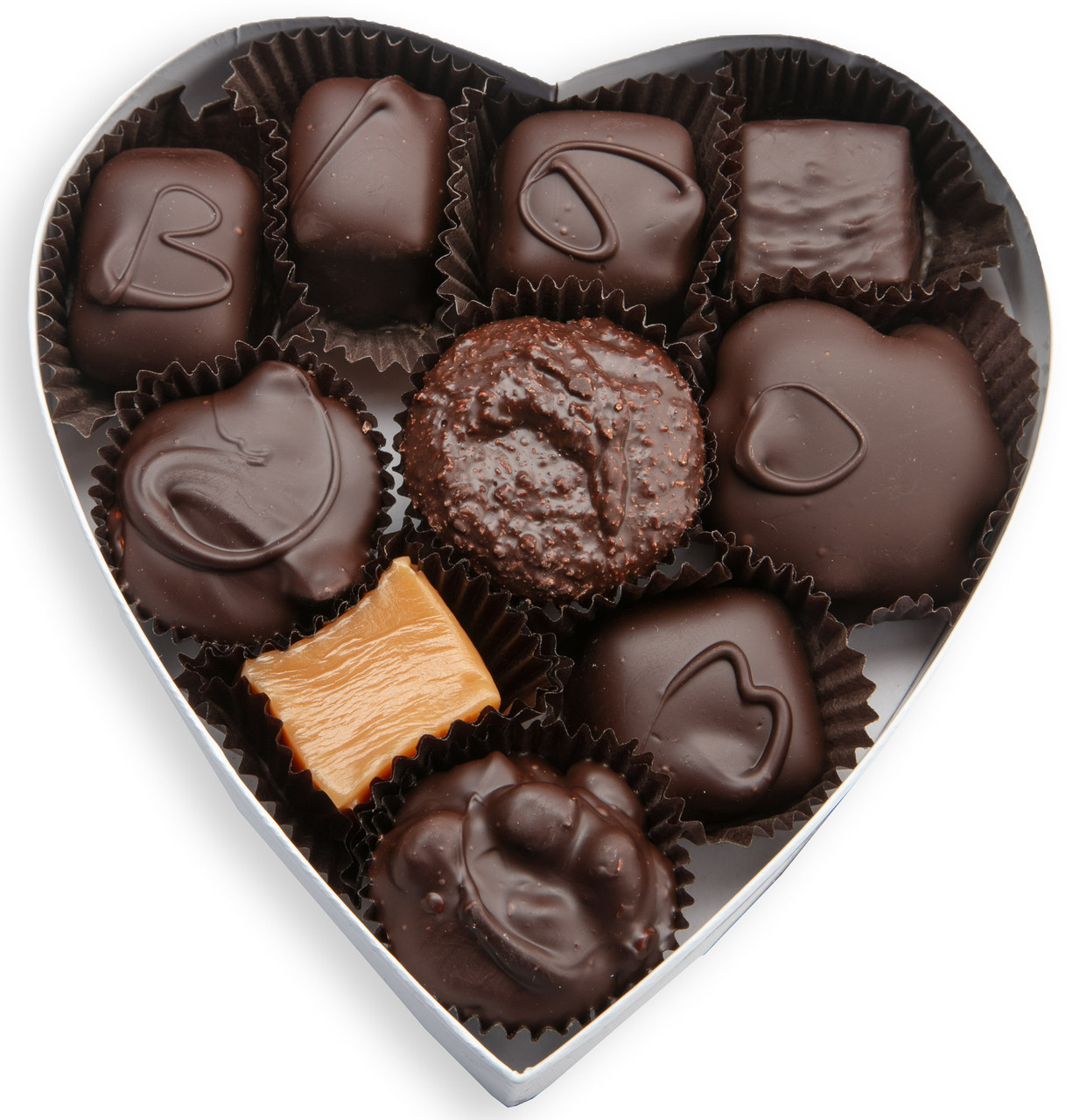 8 oz Nuts and Chews Assortment in a heart shaped box - Mrs
