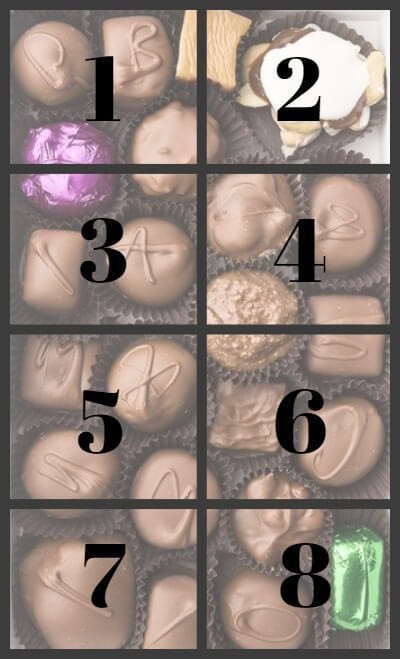 Create a box with your own selection of up to eight chocolates and caramels!