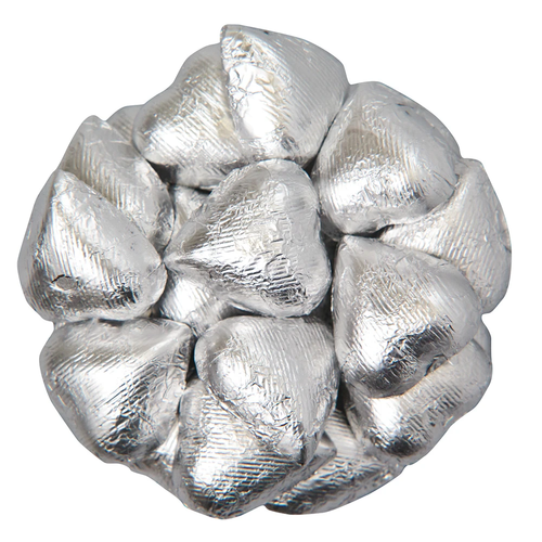 Milk chocolate silver hearts