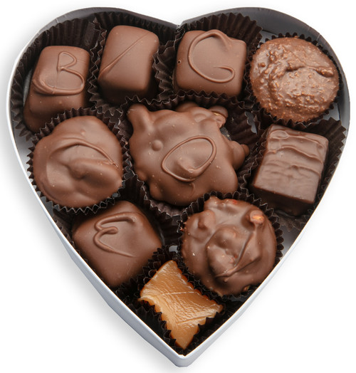 8 oz Nuts and Chews Assortment in a heart shaped box 
