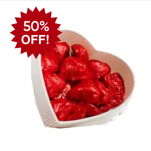 2 oz - Red Foil Milk Chocolate Hearts in a Heart shaped box