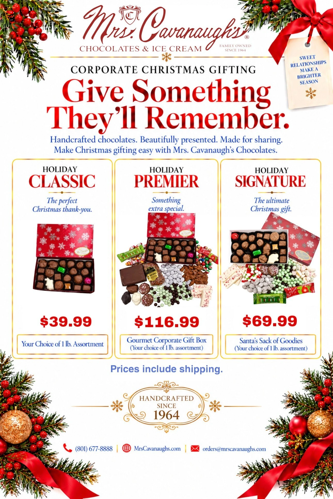 Corporate Christmas Gifting - Give Something They&rsquo;ll Remember. Holiday Classic, Holiday Premier and Holiday Signature gift boxes.