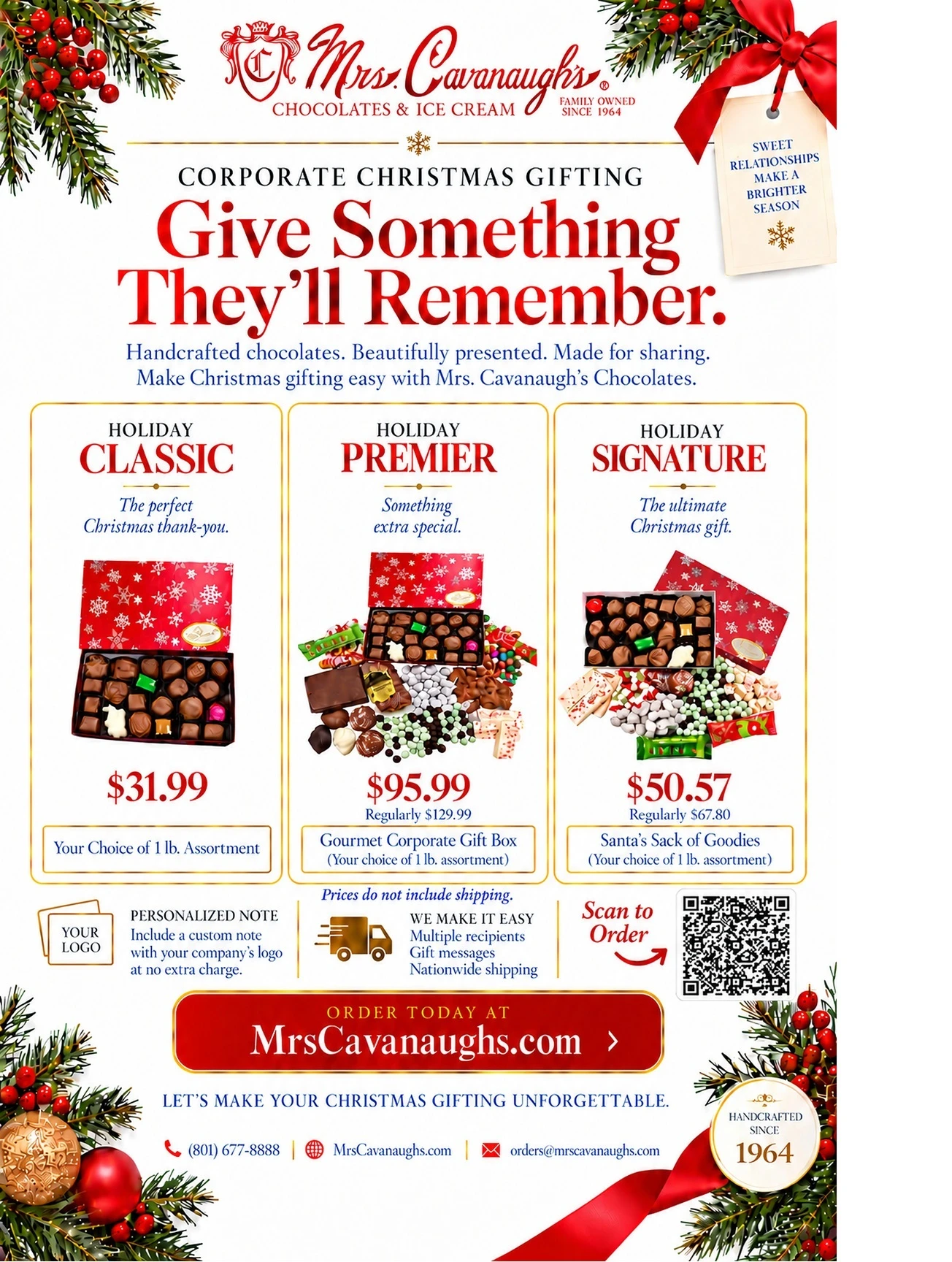 Corporate Christmas Gifting - Give Something They&rsquo;ll Remember. Holiday Classic, Holiday Premier and Holiday Signature gift boxes.