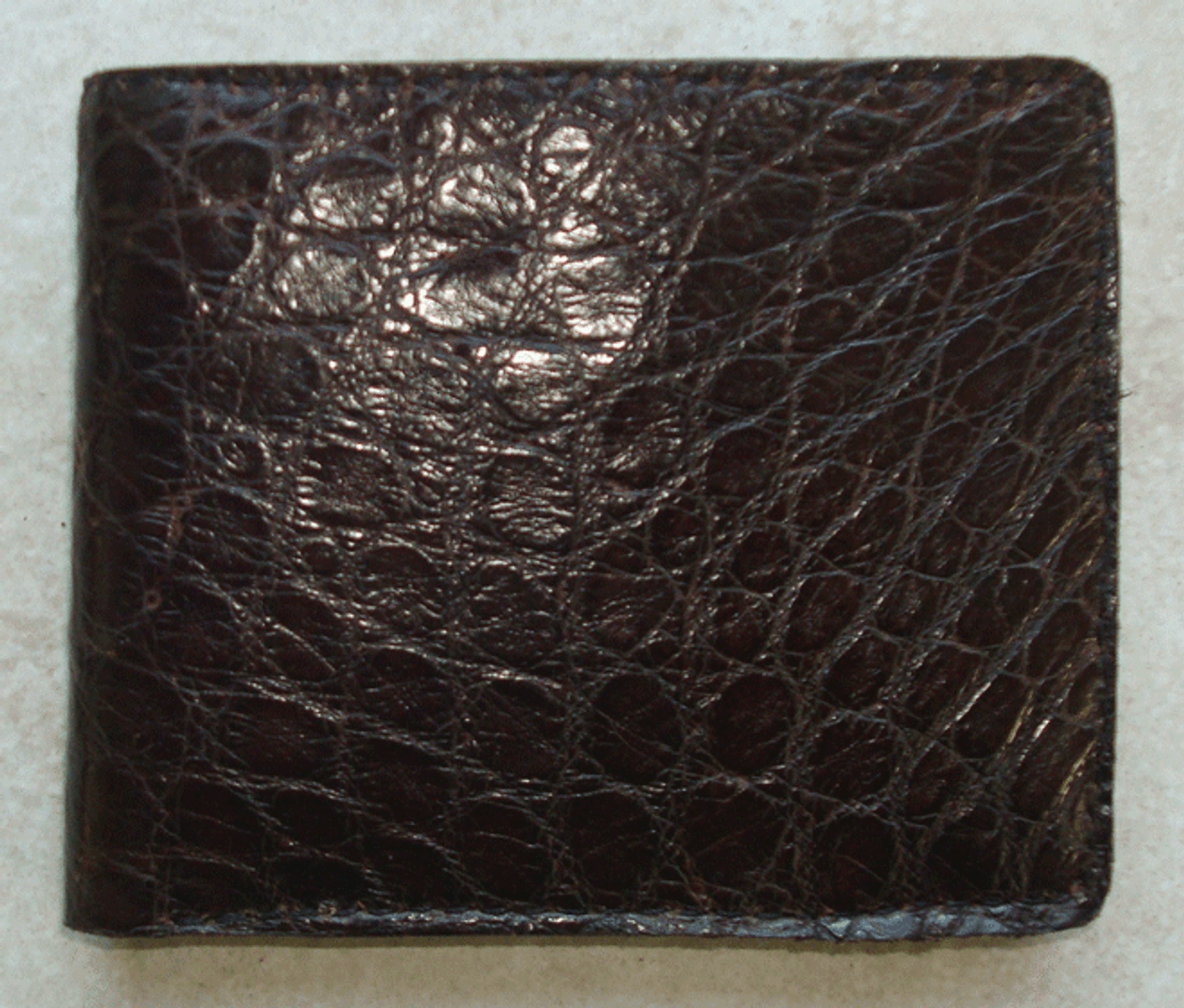 Handmade black bifold exotic leather wallet