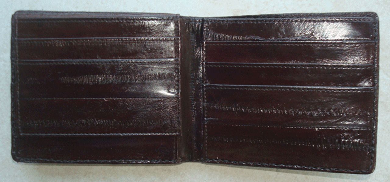 WALLET - ALLIGATOR SKIN - Cognac - BI-FOLD - EEL Lined