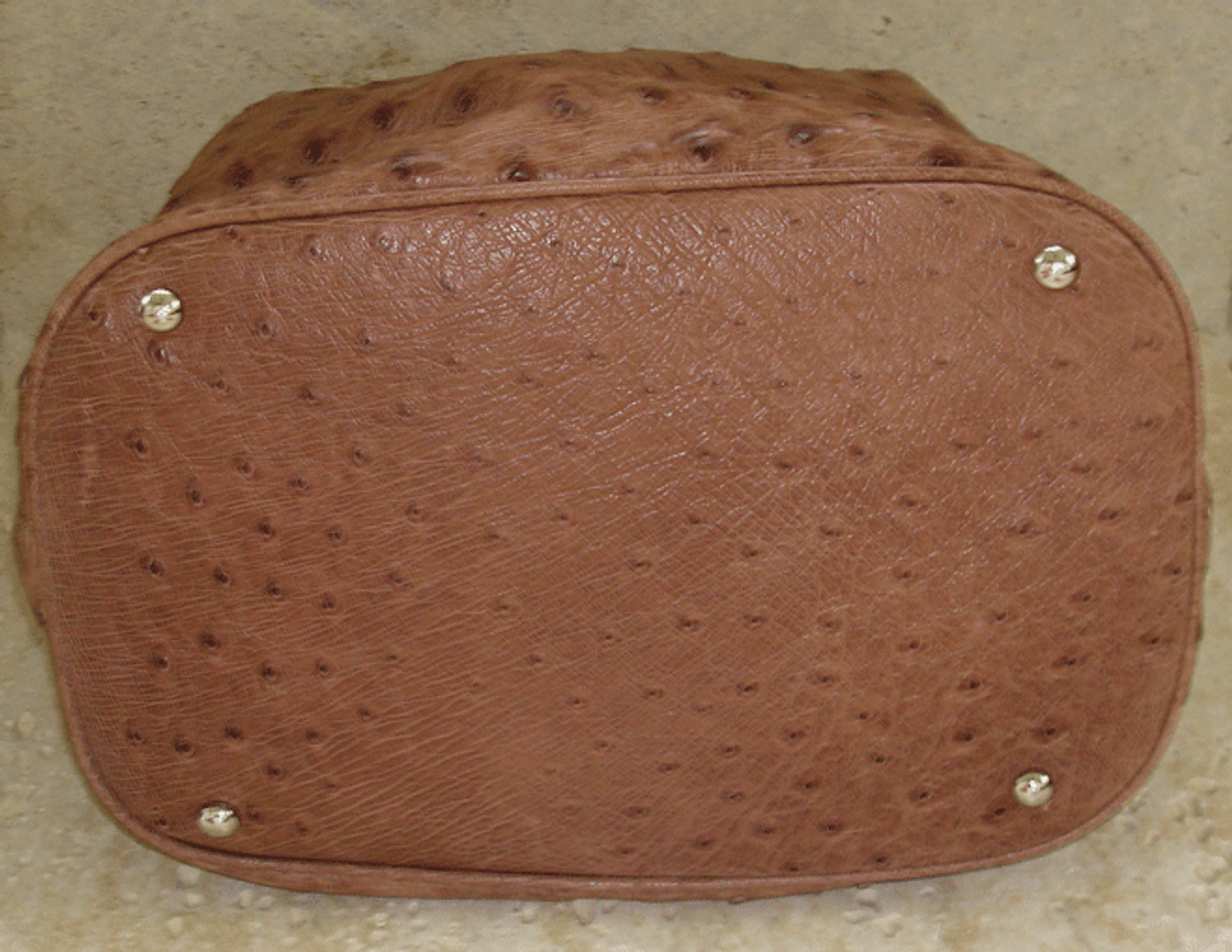 Ostrich skin handbag in Camel color – Lotus Gallery