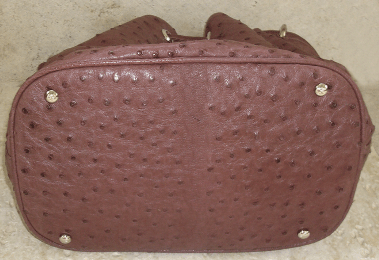 GENUINE OSTRICH SKIN HANDBAG - BORDEAUX