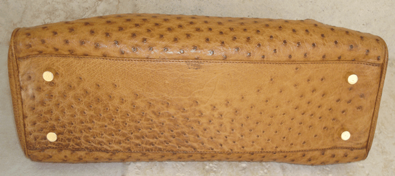 Exotic Orange Genuine Ostrich Skin Leather Handbag