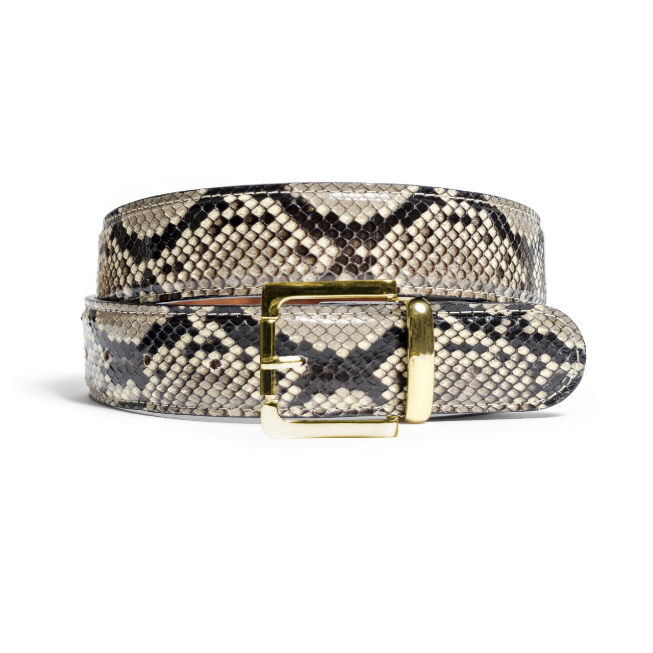 Black Python Snake Belt Gold Buckle