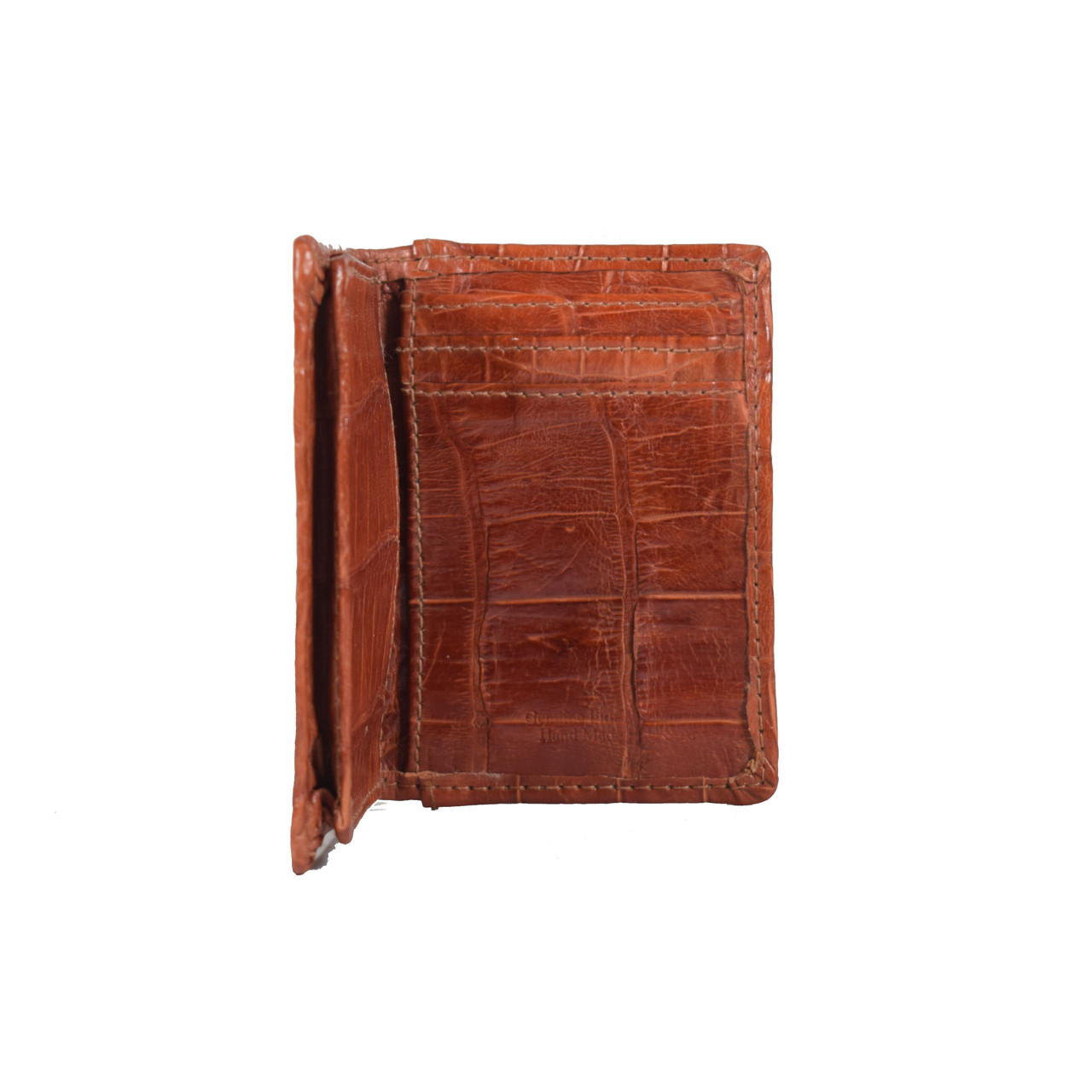 ALLIGATOR SKIN FRONT POCKET WALLET - Cognac