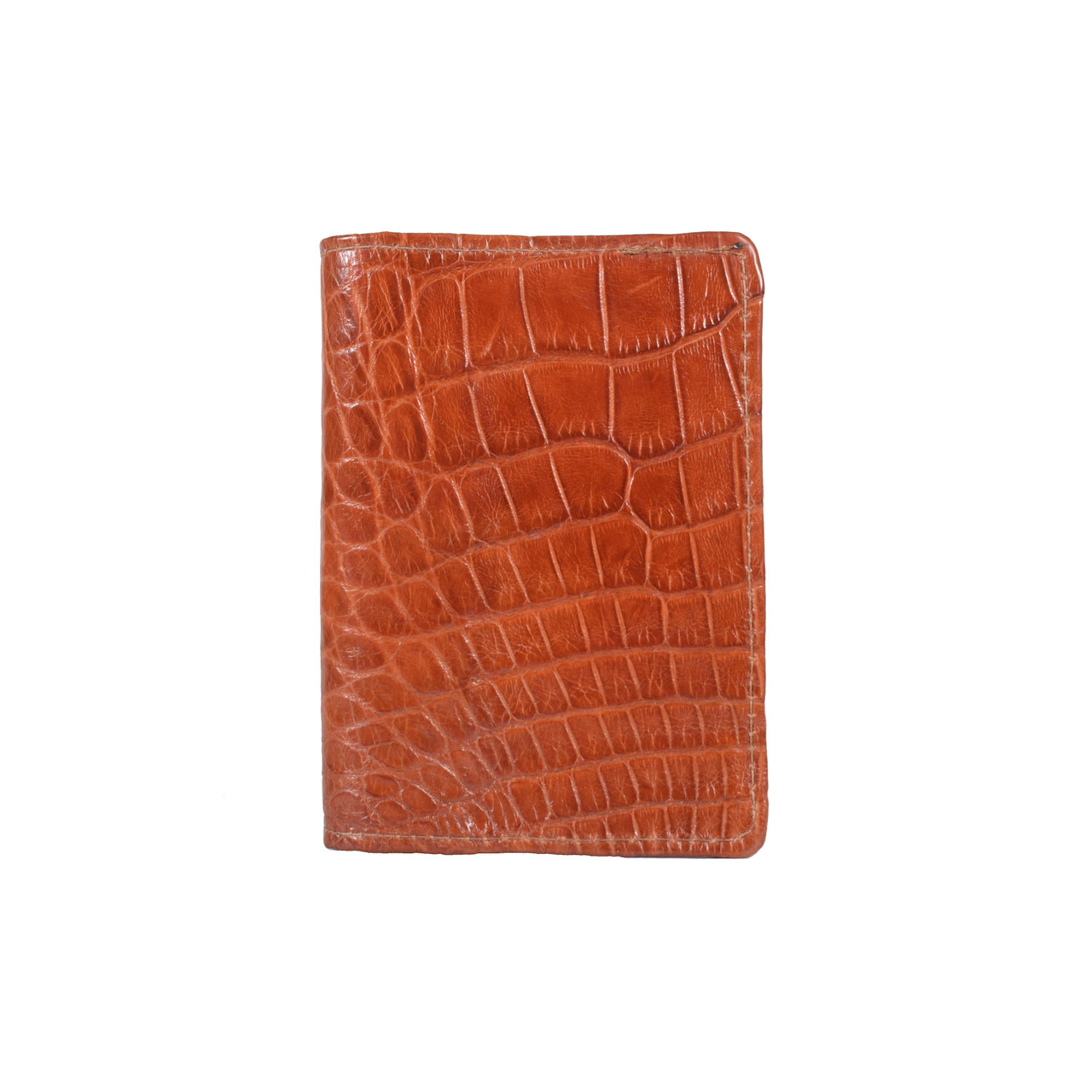 ALLIGATOR SKIN FRONT POCKET WALLET - Cognac