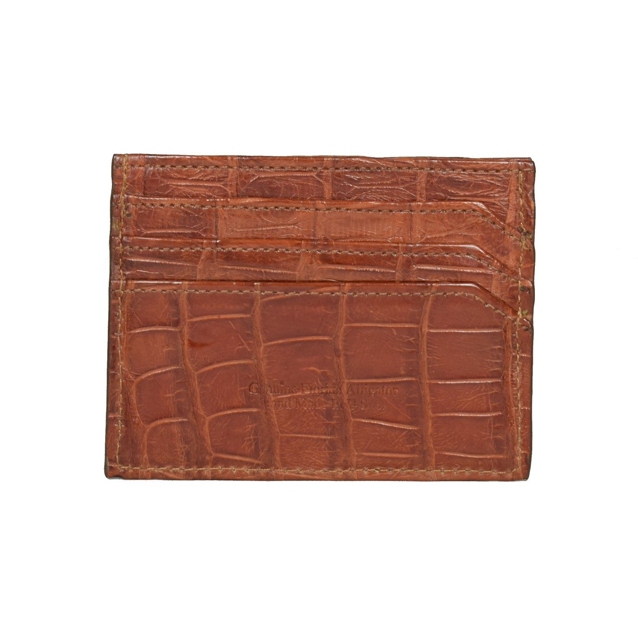 Alligator Credit Card Case COGNAC-ALLIGATOR-GLOSS