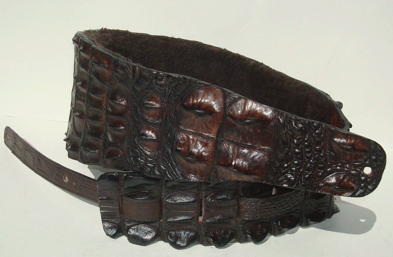 CUSTOM GUITAR STRAP NILE CROCODILE HORNBACK CHOCOLATE NO METAL 5"