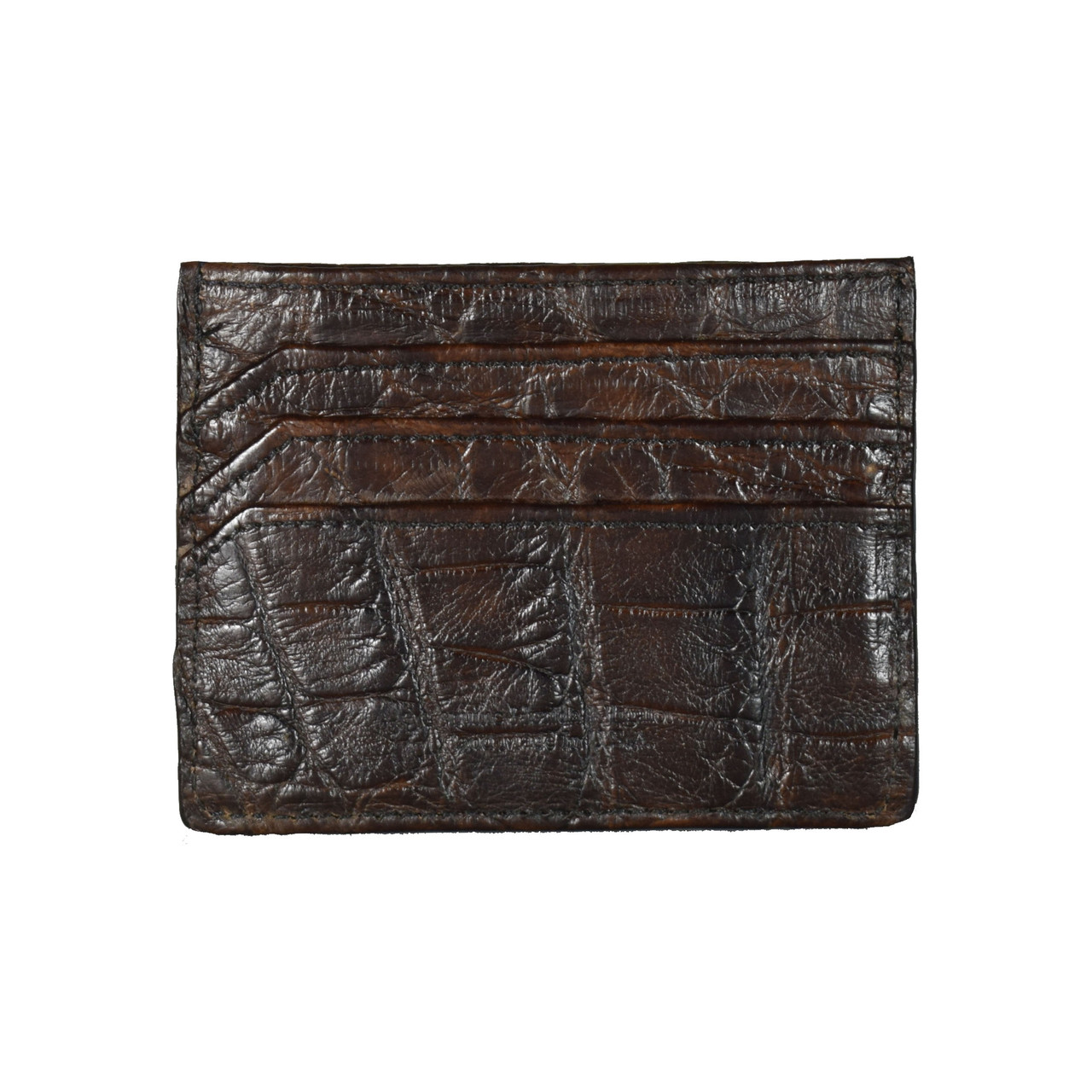 BROWN Card Holder Wallet Double Side Crocodile handmade, Genuine Alligator  Skin