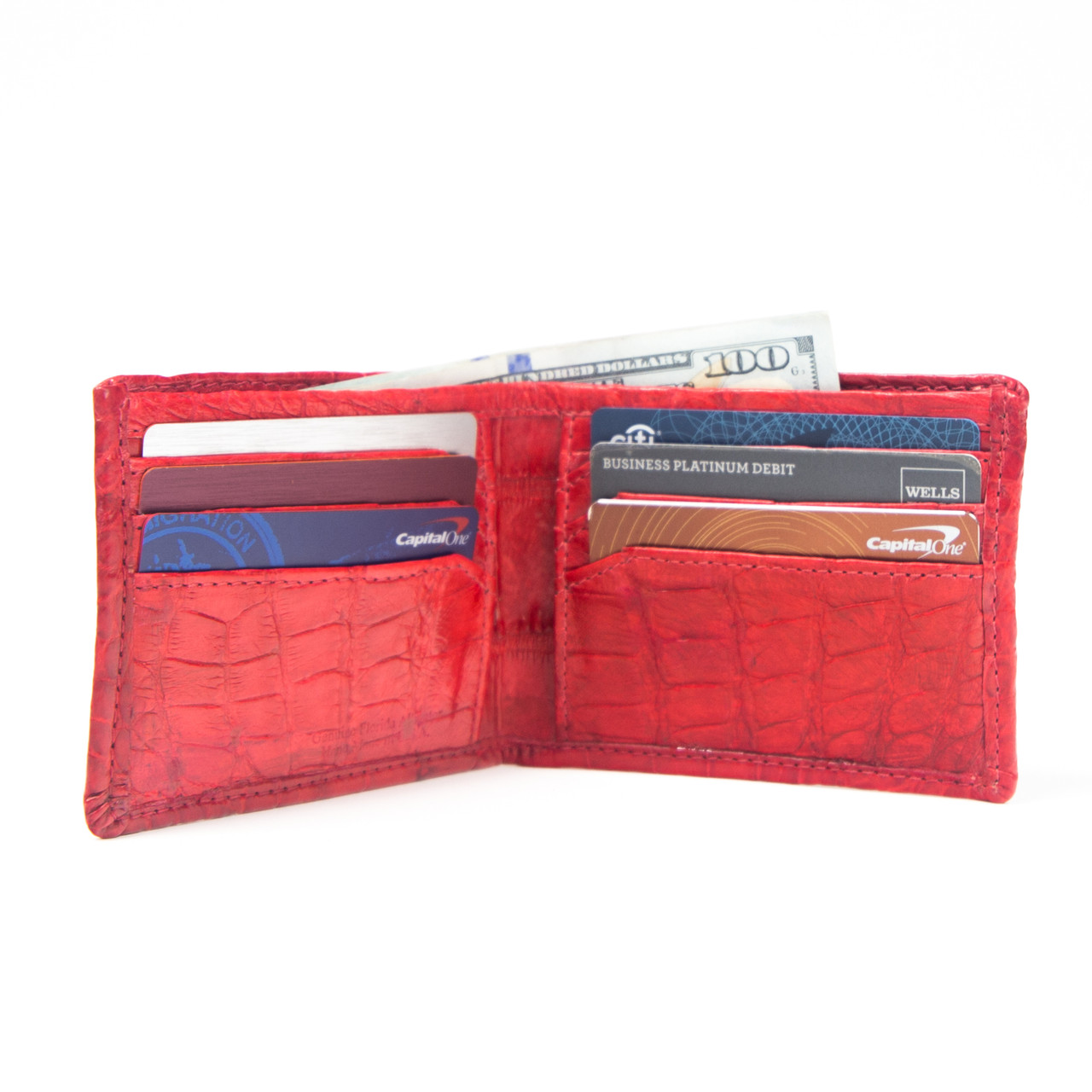  Men's Wallet Red Alligator Belly Leather Double Side Genuine  Crocodile Exotic Leather Handmade Luxury Wallet Flip-out ID Window RFID  Blocking Classic Multiple Card Slots Birthday Gift : Clothing, Shoes &  Jewelry