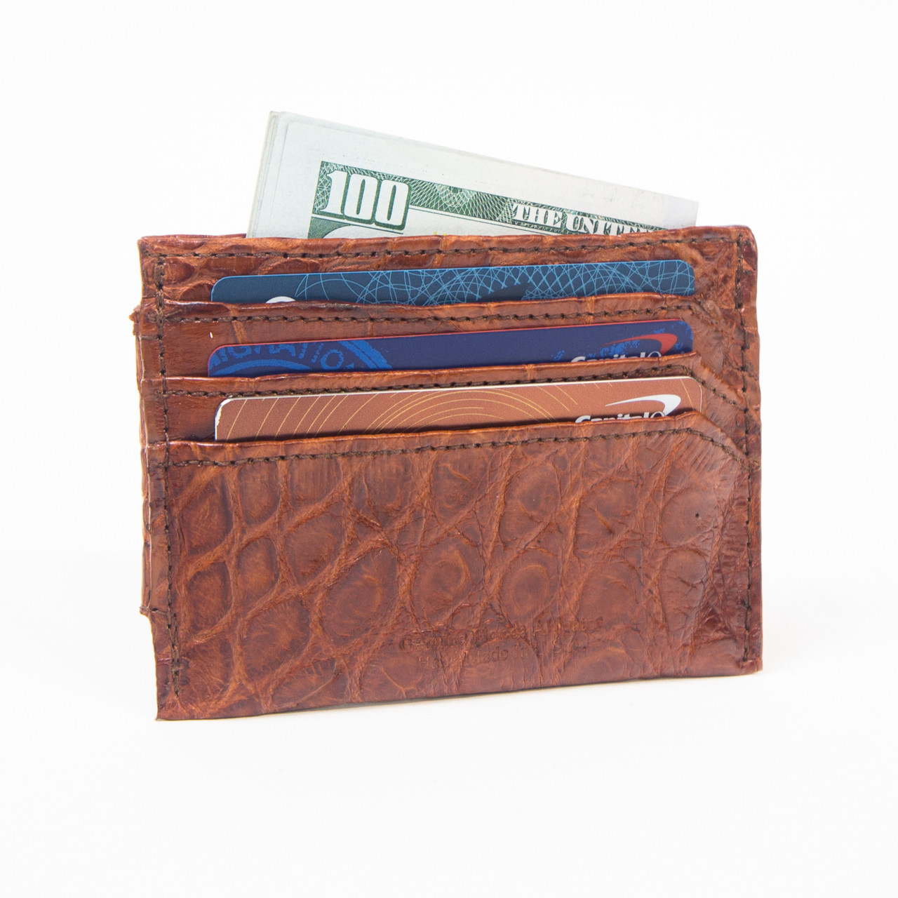 Brown Genuine Ostrich Leather Skin Credit Card Holder/ Wallet Card/ Money  clip
