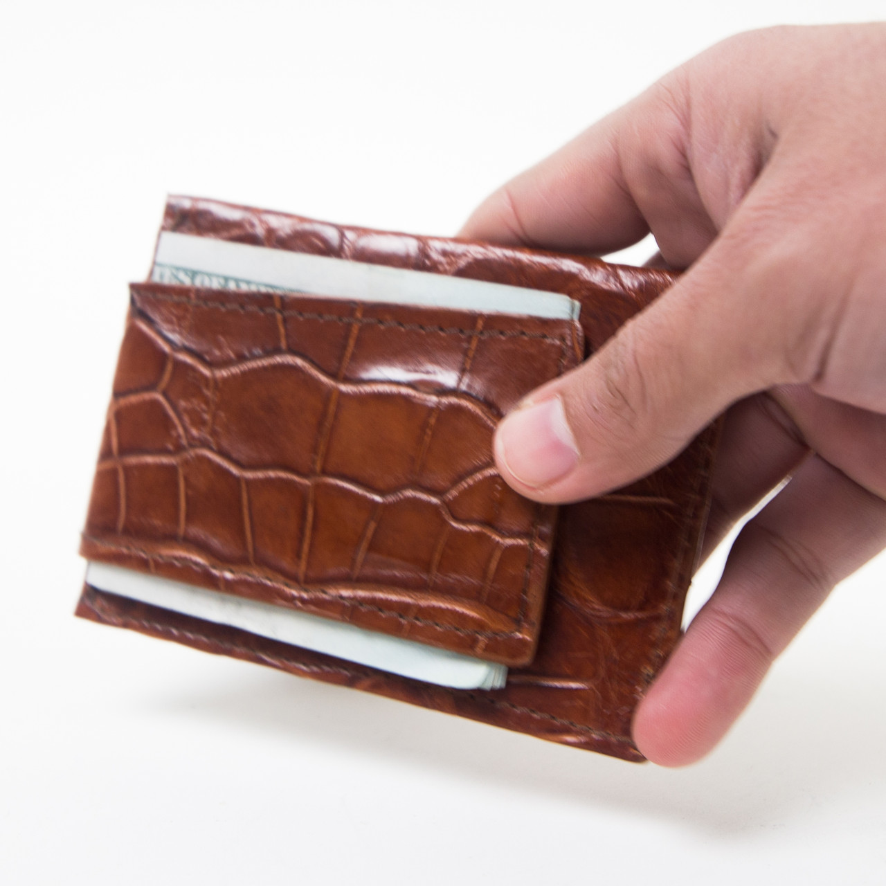 Alligator Vertical Card Holder with Money Clip