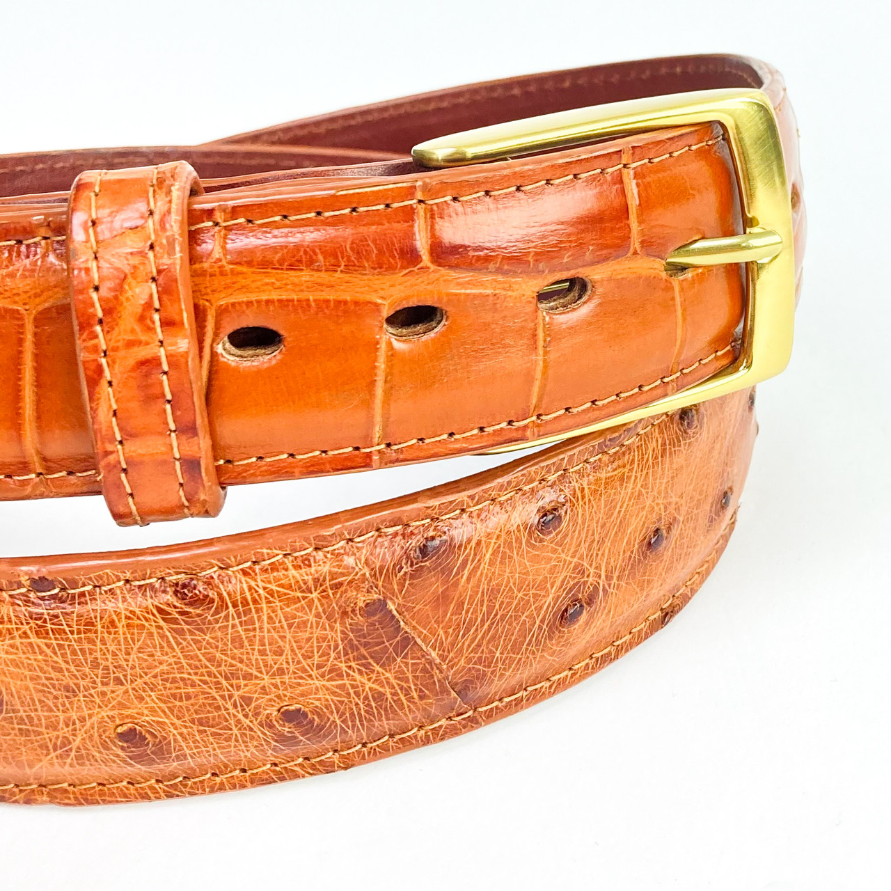 Orange Genuine Alligator Crocodile Skin Belt size 40 for Hermès LV