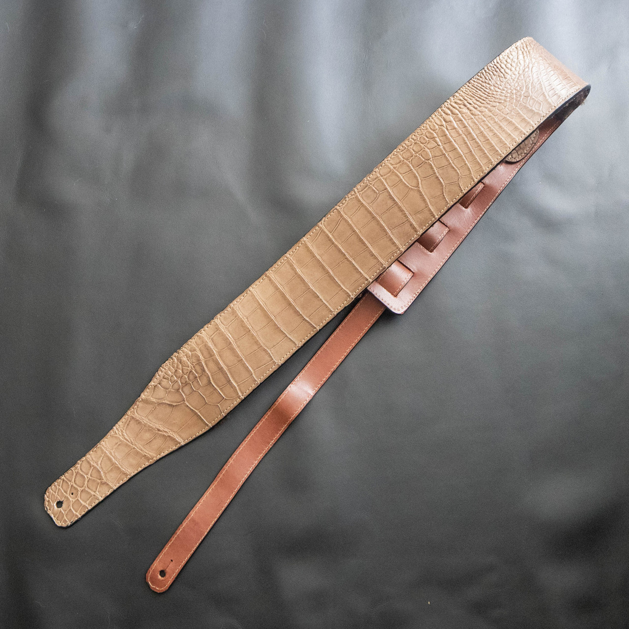 3Inch Tobacco Alligator Adjustable Guitar Strap Alligator Jakes