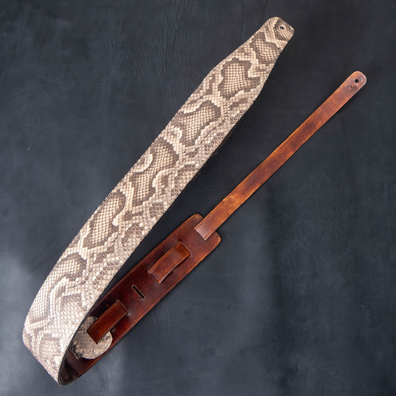 3-Inch Natural Python Adjustable Guitar Strap - Alligator Jakes