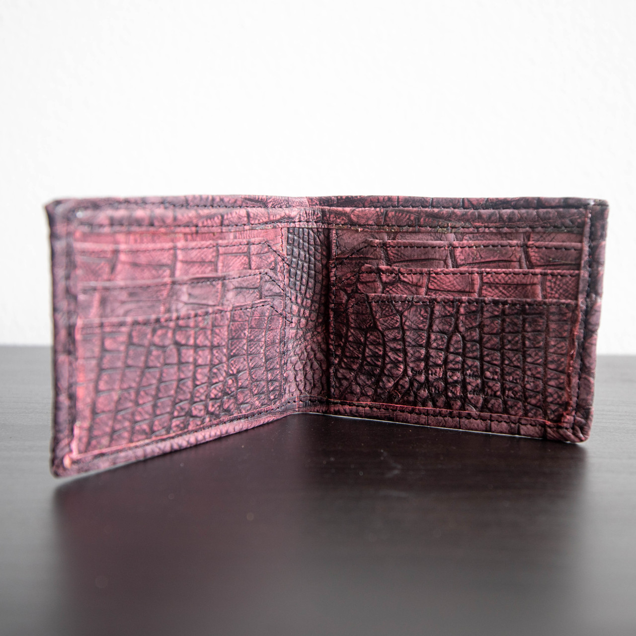 Black Cherry Crocodile Bifold - Alligator Jakes