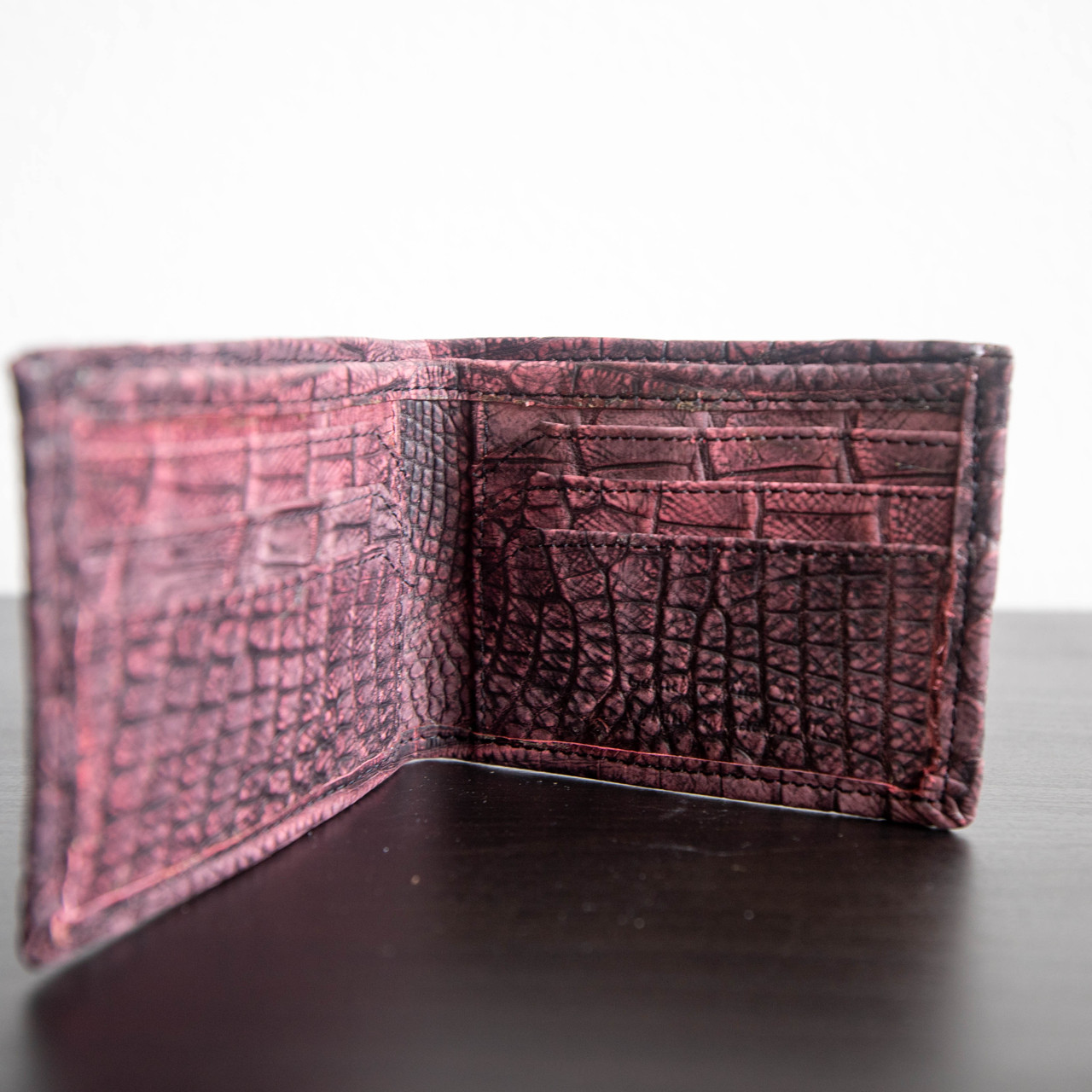Black Cherry Crocodile Bifold - Alligator Jakes