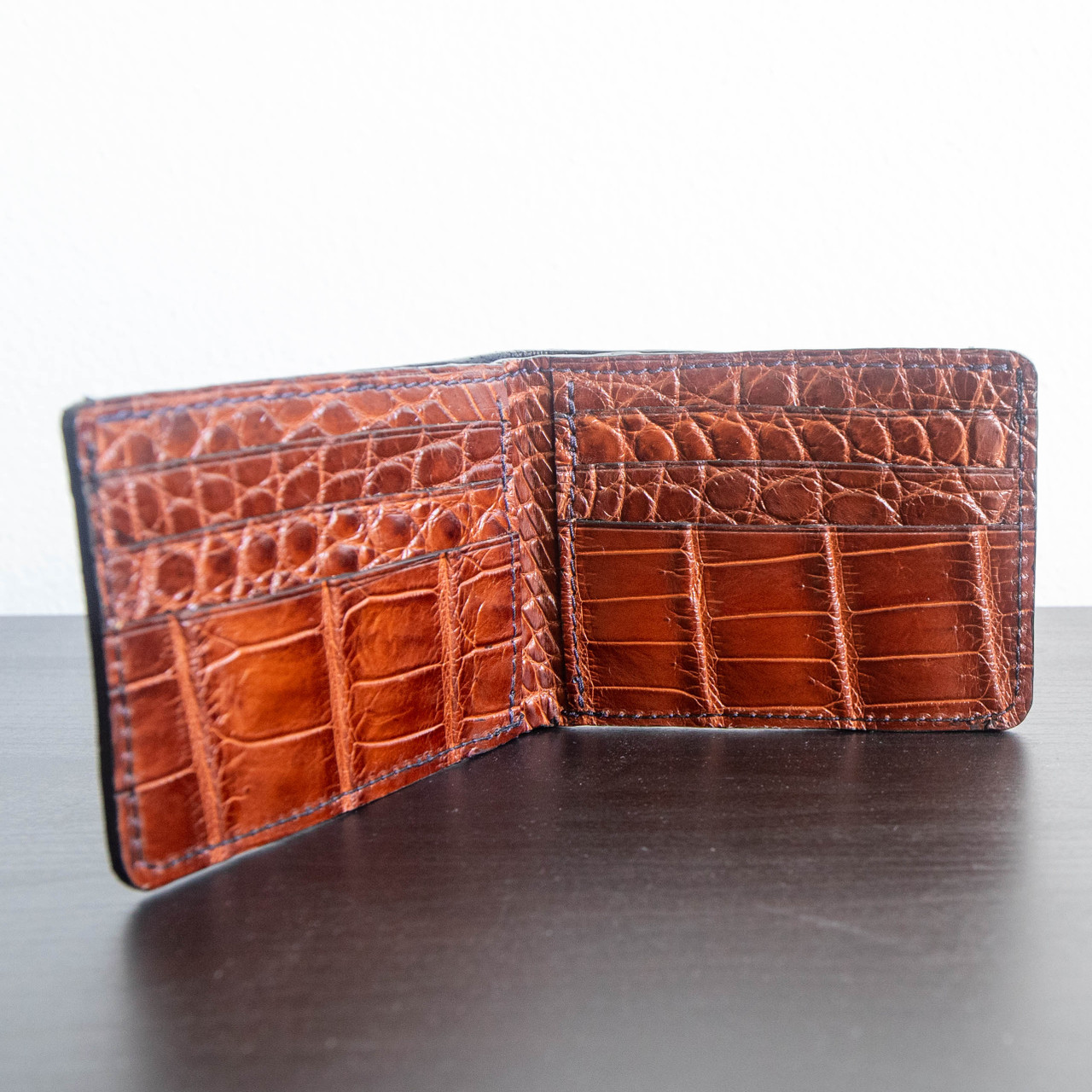 Nile Crocodile Bifold Wallet - Cognac Color - Alligator Jakes