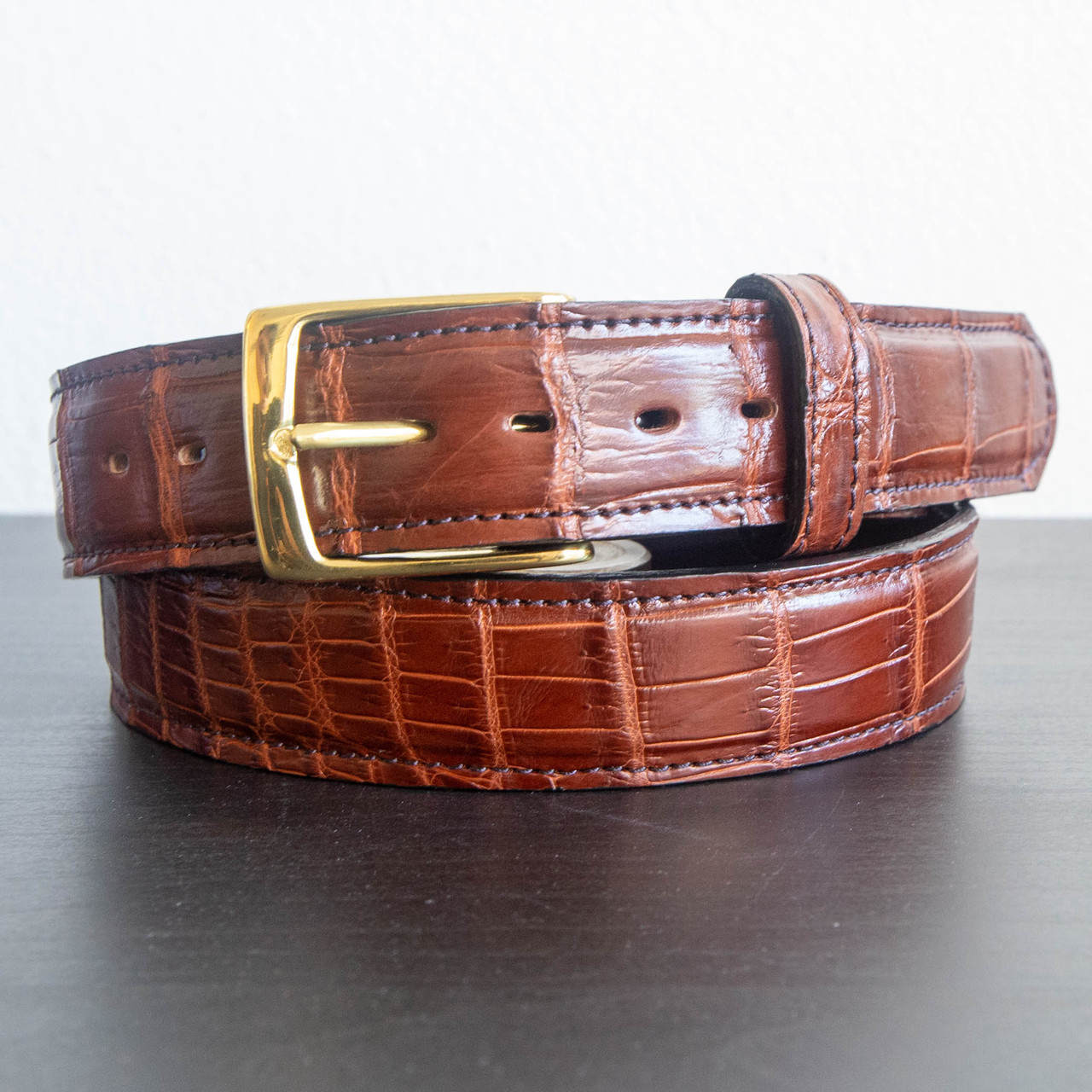 Nile Crocodile Belt - Cognac Color - Alligator Jakes