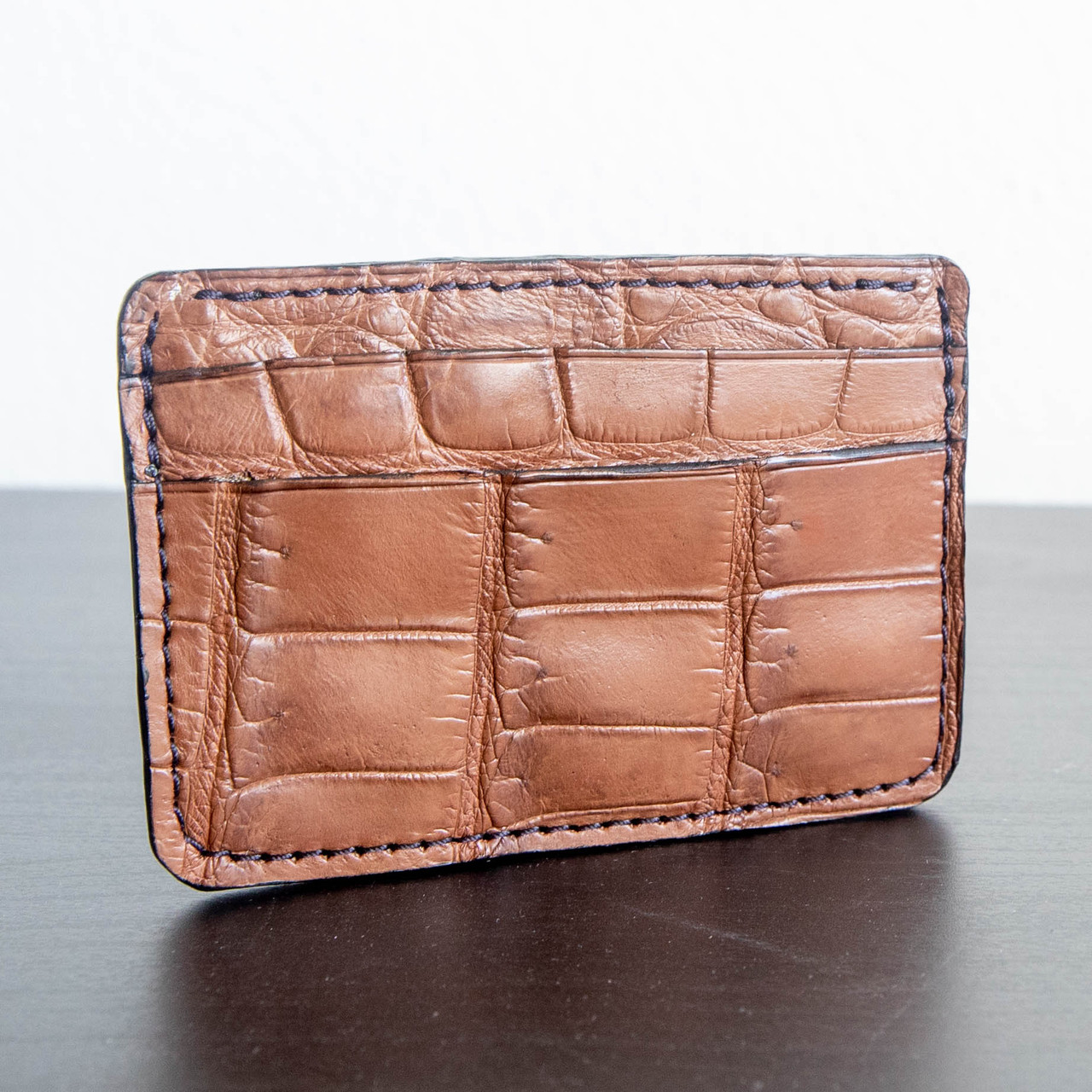 Nile Crocodile Card Holder Tobacco Color Alligator Jakes